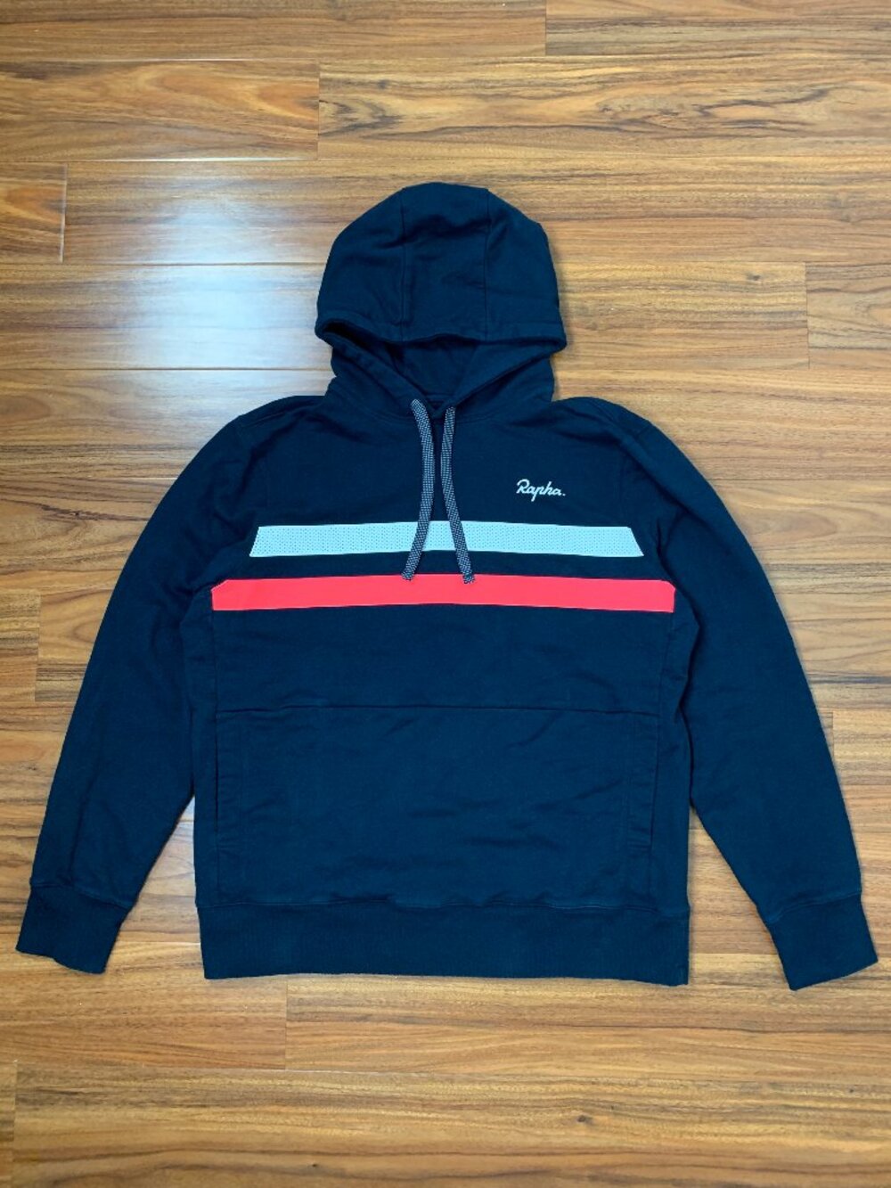 Rapha Brevet Hoodie Men's Navy Blue Striped size XXL